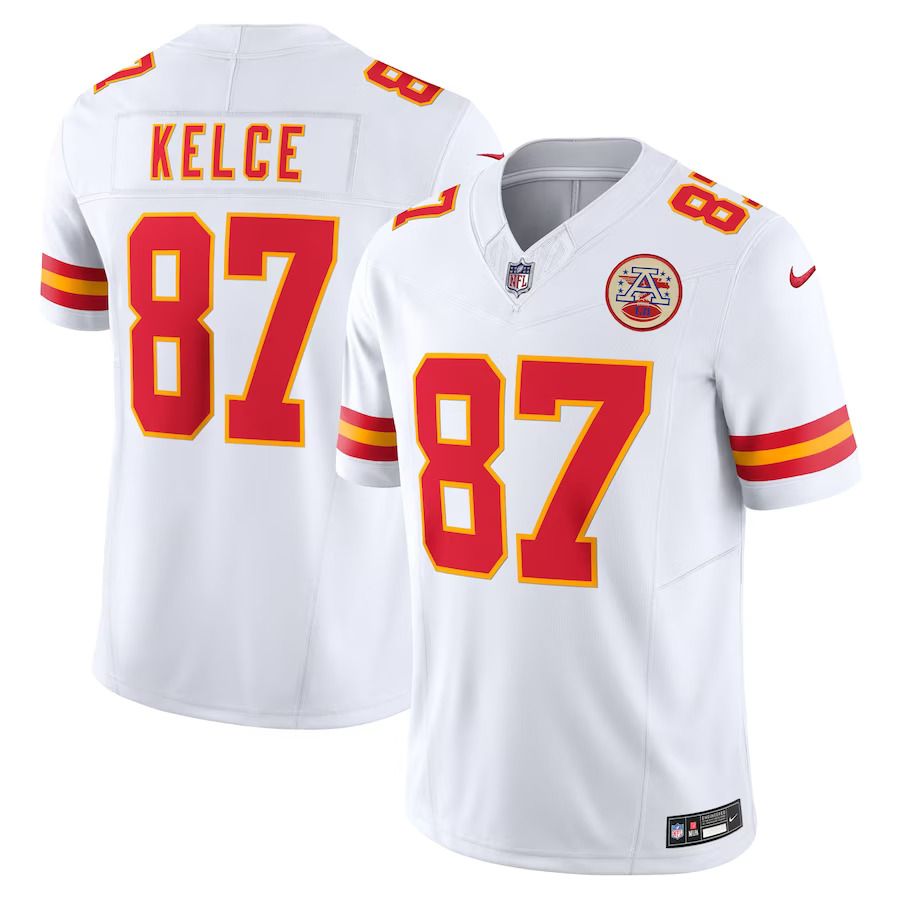 Men Kansas City Chiefs #87 Travis Kelce Nike White Vapor F.U.S.E. Limited NFL Jersey